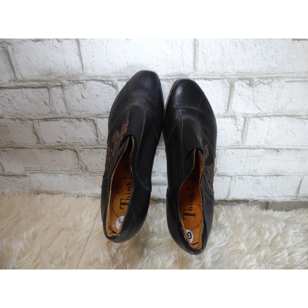 $220 Think! Black & Brown Floral Leather Witchy Whimsy Pumps Size 6.5 NEW T657 - Picture 5 of 7
